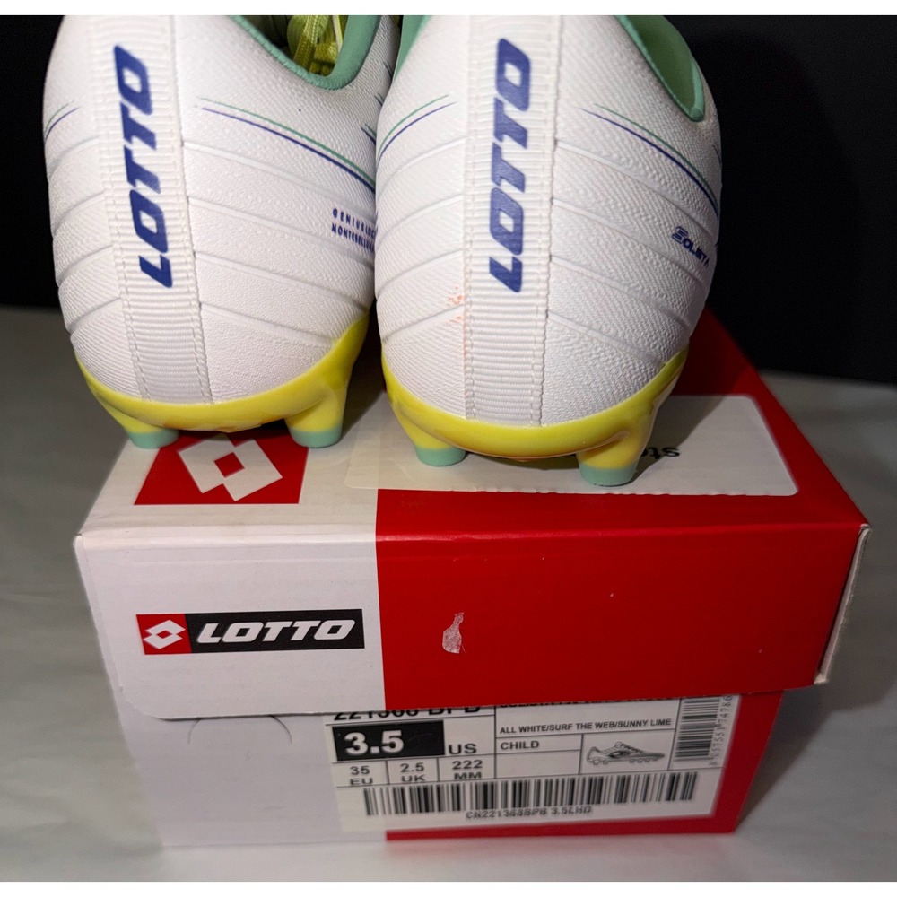 Lotto Soccer Cleats Child 3.5 White Lime Superleggera Solista 700 VI FG - Picture 3 of 6